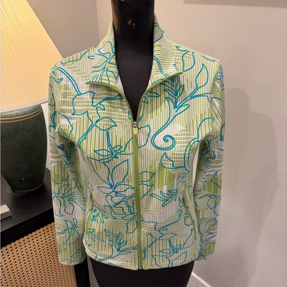 Lucy Hawaiian Print Sun Protection Zip-Up Athletic Jacket Size Small Running - Picture 3 of 16